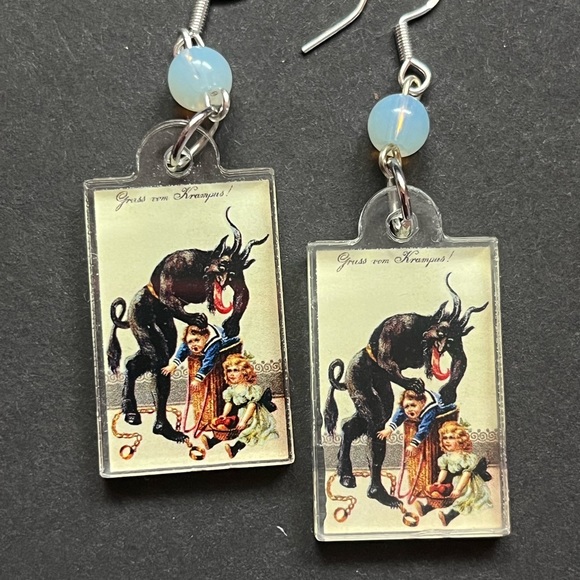 Krampus earrings, vintage style gruss vom krampus earrings - Picture 1 of 3